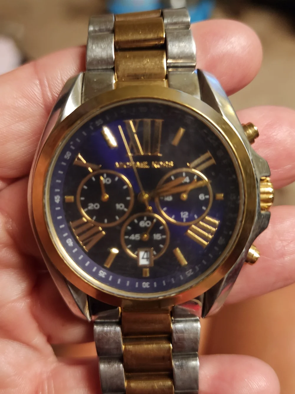 Michael Kors Two-Tone Navy Dial Chronograph Watch - Picture 2 of 4